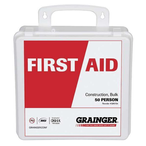 Manufacturer Varies First Aid Kit and Housing, Plastic 103 Components, 50 People Served 54548