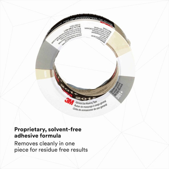3m Masking Tape, 48 mm W x 55 m L, 4.4 mil Thick, Tan, Rubber Adhesive 201+