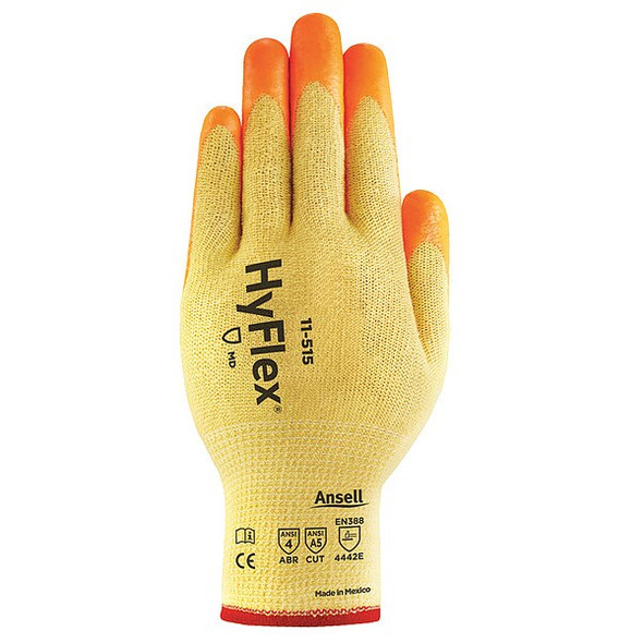 Hi-Vis Cut-Resistant Coated Gloves, Cut Level A5 ,Dipped ,Nitrile ,Sandy ,L 1 PR