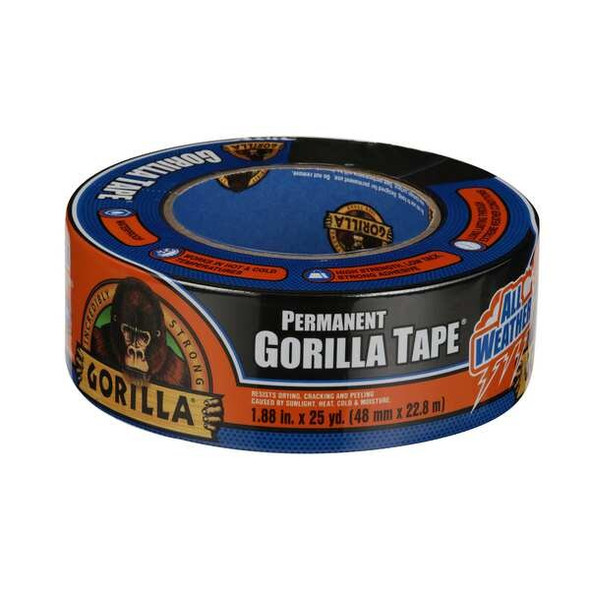 Gorilla Glue Duct Tape, Black, 25 yd L, 1-7/8 in W 6009002