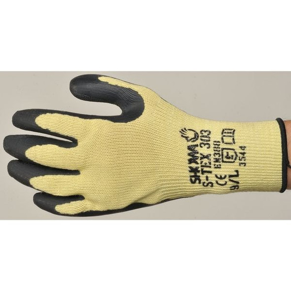 Showa Cut Resistant Coated Gloves, Cut Level A8 ,Dipped ,Latex ,Smooth ,L 1 PR S-TEX303L-09