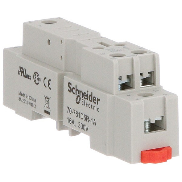 Schneider Electric Relay Socket, Square, 5 Pins, 16 A 70-781D5R-1A