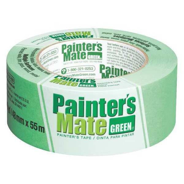 Painter's Tape, 48 mm W x 55 m L, 5.4 mil Thick, Green, Rubber Adhesive