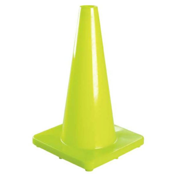Traffic Cone, PVC, Non-Reflective, 36 in Height, 10 lb, Lime  6FHA5