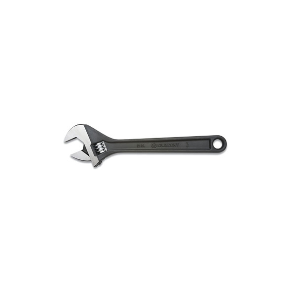 Black Oxide Adjustable Wrench, Polished Face, 12 in Overall L, 1.5 in Opening, SAE/Metric