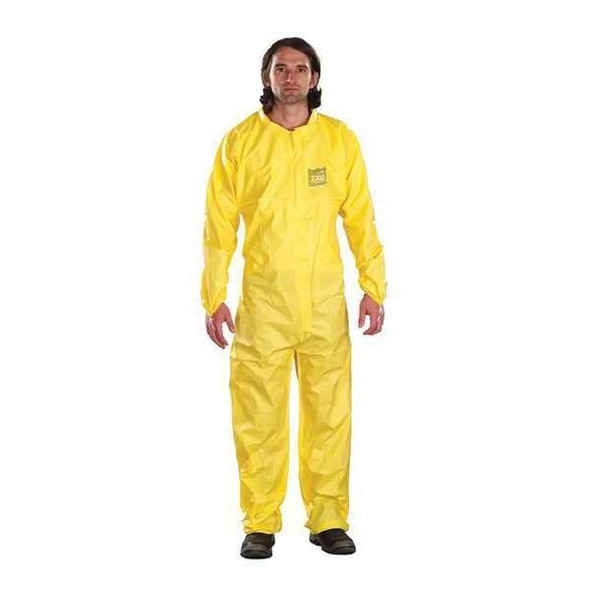 Ansell Collared Coverall, 2XL, Yellow, Chemical Laminate M2300 68-2300