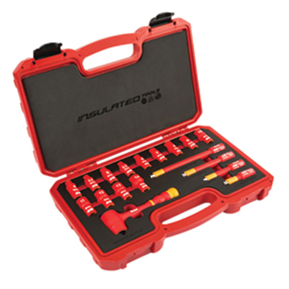 18 pc. 1/4 in. Drive Metric VDE  Insulated Socket Set 66100 18 pc. 1/4 in. Drive Metric VDE  Insulated Socket Set 66100