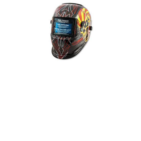 Solar Powered Auto Dark Welding Helmet, Skull/Pipe Wrench 41283