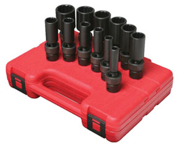 3/8" Dr Deep Universal 12 pt Fract Impact Socket Set, 12 pc. 3677