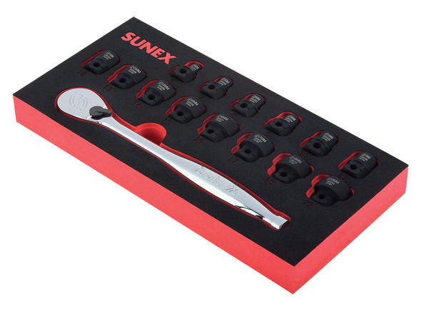 15PC 3/8" DR Metric Low Profile Impact Socket Set 3315SR