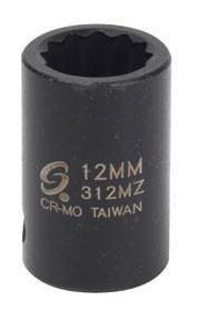 3/8" Dr 12 Pt Impact Socket, 12mm 312MZ