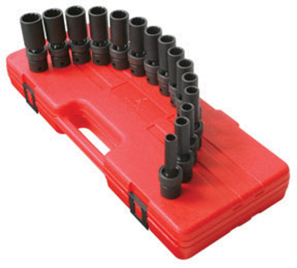 1/2" Drive, 12 Pt. Metric Universal Deep Impact Socket Set, 15 Pc. 2662 1/2" Drive, 12 Pt. Metric Universal Deep Impact Socket Set, 15 Pc. 2662