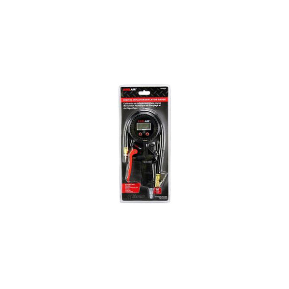 EXELAIR Digital Pistol Grip Tire Inflator/Deflator Gauge - 16" Air Hose and Easy-Clip Chuck EX0500D