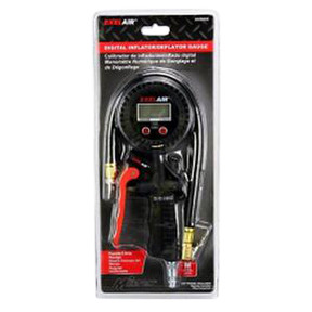 EXELAIR Digital Pistol Grip Tire Inflator/Deflator Gauge - 16" Air Hose and Easy-Clip Chuck EX0500D