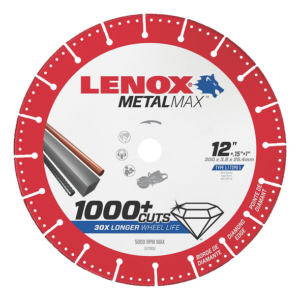 METALMAX Diamond Edge Cutoff Wheel, GS 12" x 1" 1972930