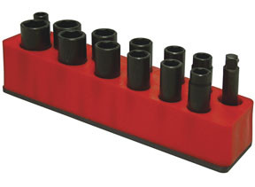 3/8" Dr Deep 13-Hole Magnetic Socket Organizer, Std Red 777