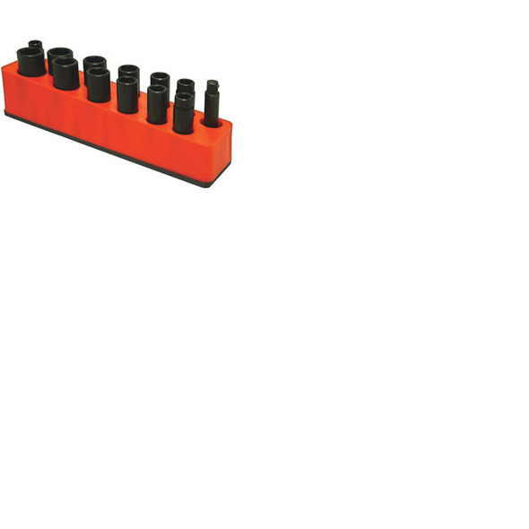 3/8" Drive Deep Impact Socket Organizer - SAE, Metric, Solar Orange 780