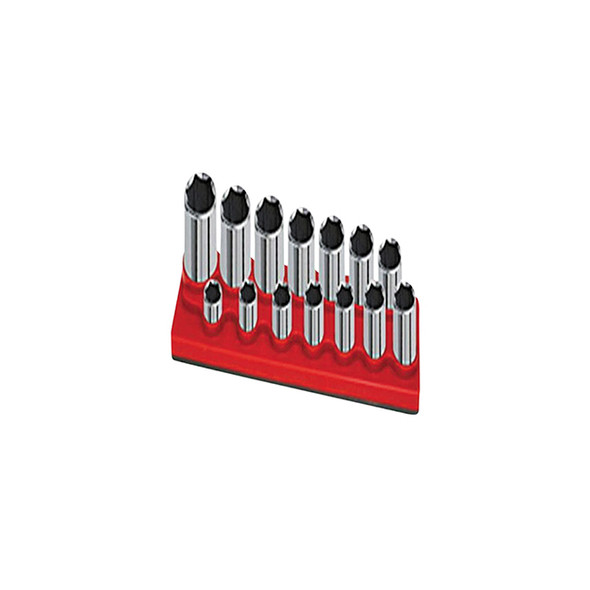 1/2" Dr 14-Hole Magnetic Socket Organizer, Std Red, Socket Organizer 5011