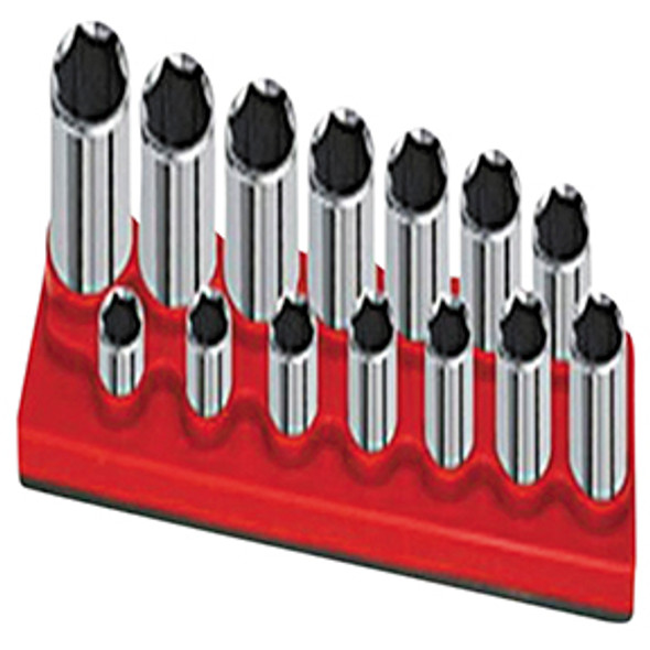 1/2" Dr 14-Hole Magnetic Socket Organizer, Std Red, Socket Organizer 5011