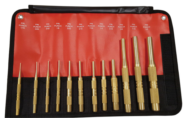12 Piece Brass Pin Punch Set SAE 67008