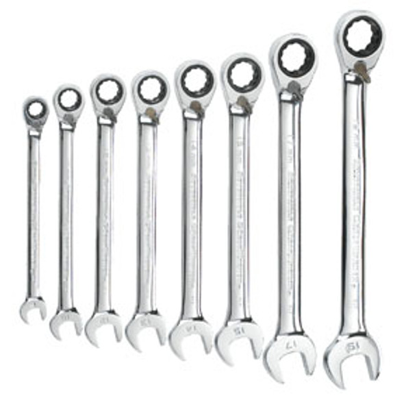 8 pc. Reversible Combination Ratcheting Wrench Set Metric 9543