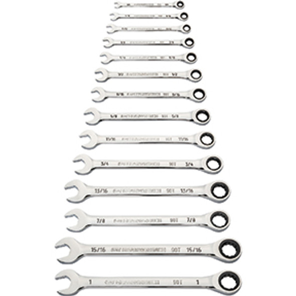14 Piece  90-Tooth 12 Pt SAE Ratcheting Comb WR 86959