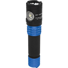 Metal Dual-Light Rechargeable Flashlight w/Holster - Blue USB-578XL-BL
