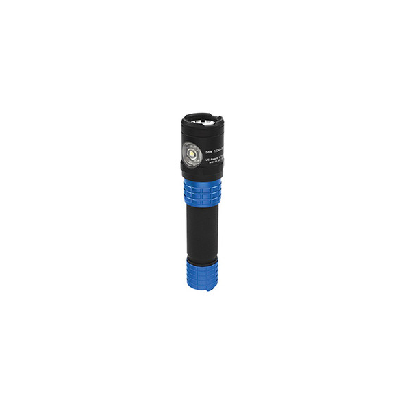 Metal Dual-Light Rechargeable Flashlight w/Holster - Blue USB-578XL-BL