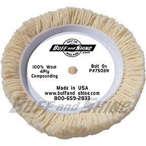 7.5" dia. X 1.50" 100% 4-ply twisted wool bolt-on pad "Cutting pad" 7503N
