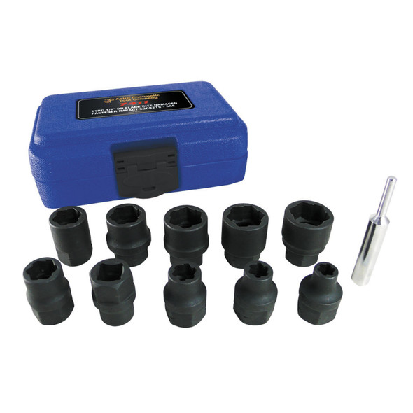 11 Pc. 1/2" Drive  Flank Bite Damaged  Fastener Impact Socket Sets 7411