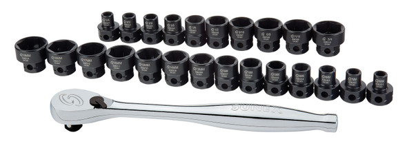 25pc 3/8" DR SAE and Metric Low Profile Impact Socket Set 3325SR