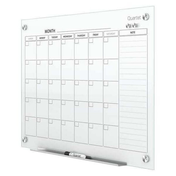 Calendar Planning Board, Glass, 36 in, 48 in, No Frame Frame, White, Gloss  GC4836F