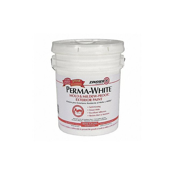 Zinsser Interior/Exterior Paint, Satin, Water Base, White, 5 gal 3100