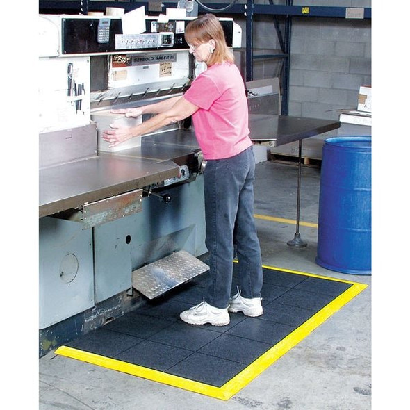 Interlocking Drainage Mat Tile, 3 ft W x Grease Resistant Natural Rubber; Nitrile Rubber, Black