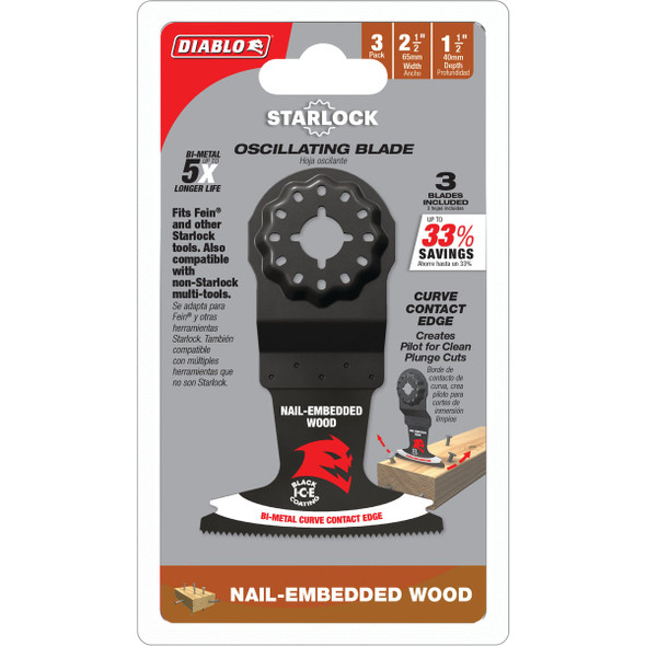Diablo 2-1/2 in. Starlock Bi-Metal Oscillating Blade for Nail-Embedded Wood (3-Pack)