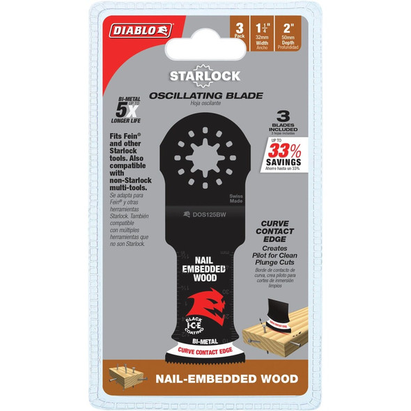 Diablo 1-1-4 in. Starlock Bi-Metal Oscillating Blades for Nail-Embedded Wood DOS125BW 326930