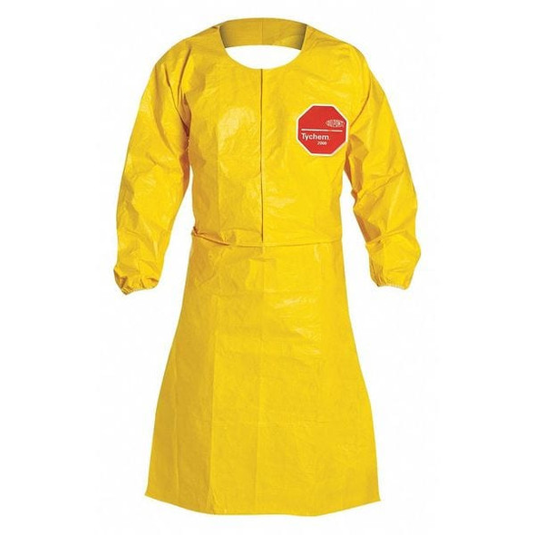Apron, Polyethylene Coated High Density Polyethylene, Yellow, 44", 3XL