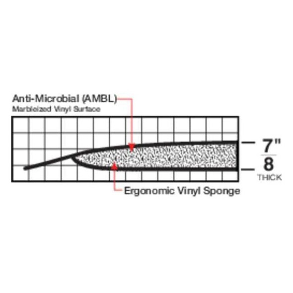 Antifatigue Mat, 3 ft. L x 2 ft. W, 1" Thickness, Vinyl, Marble, Black/White