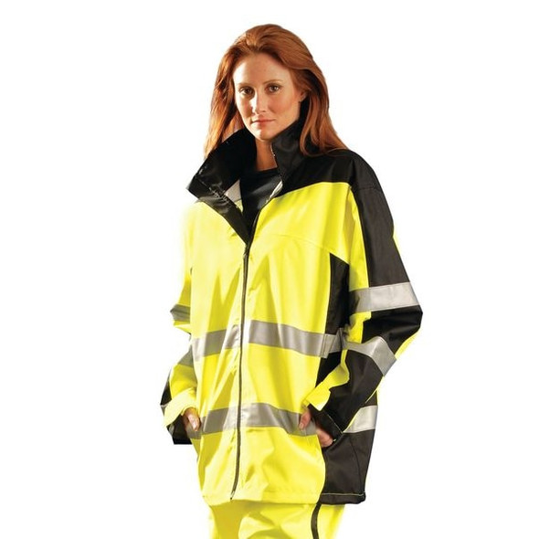 Occunomix Rain Jacket with Hood, Polyester, Class 3 R, Yellow, 5XL SP-BRJ-Y5X