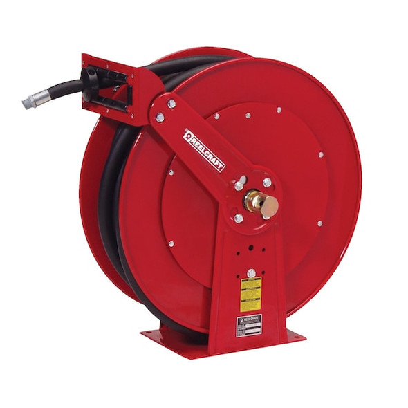 Spring Return Hose Reel, 3/4 in Hose Diameter, 75 ft Length, 50 psi Max. Pressure, Red