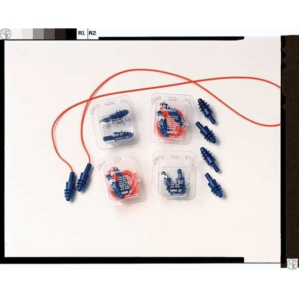 Howard Leight AirSoft(R) Reusable Vinyl Ear Plugs, Flanged Shape, 27 dB, Blue, 100 PK DPAS-30R