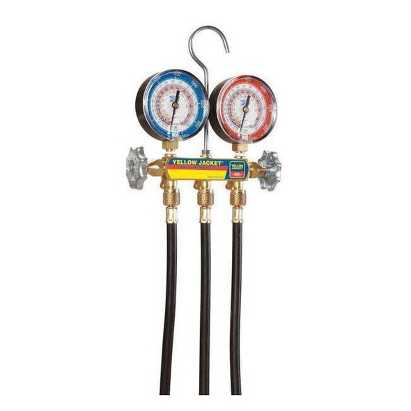 Yellow Jacket Mechanical Manifold Gauge Set,2-Valve 42044