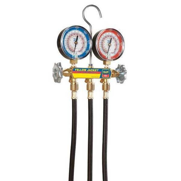 Yellow Jacket Manifold Gauge Set,5 ft L,3 1/8 in Gauge 42044 Yellow Jacket Manifold Gauge Set,5 ft L,3 1/8 in Gauge 42044