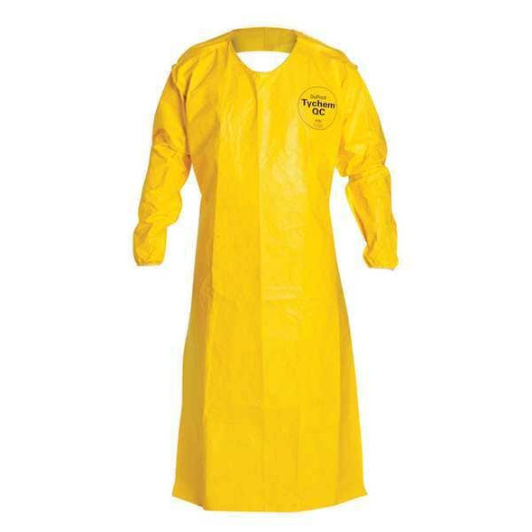 Dupont Apron, Polyethylene Coated High Density Polyethylene, Yellow, 52", Universal QC278BYL00001200
