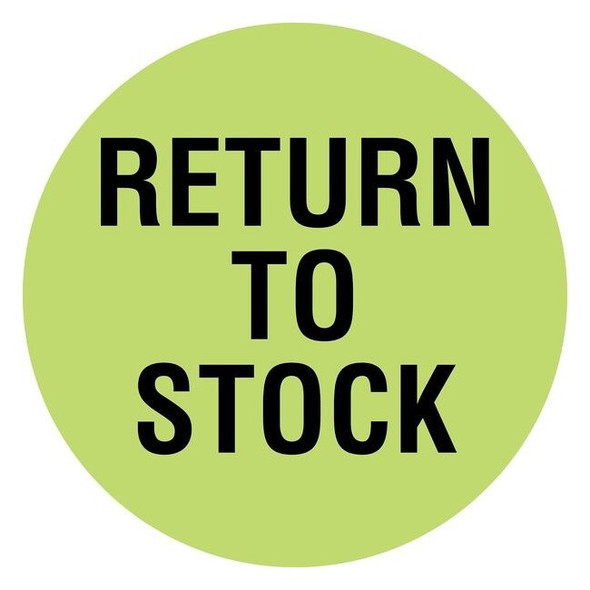 Tapecase Circle Inventory Control Label, Return to Stock, Green, Pk1000 16U826