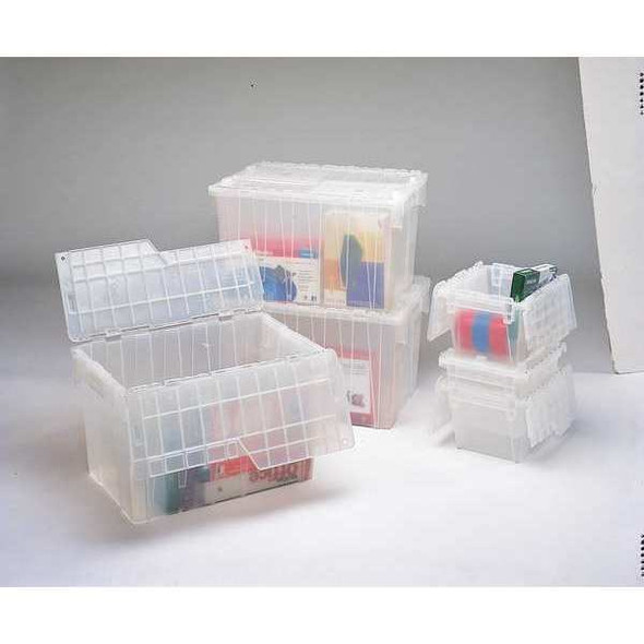 Attached Lid Container, 20.19 gal Volume Cap., 23 7/8 in L, 19 5/8 in W, 12 5/8 in H, Plastic