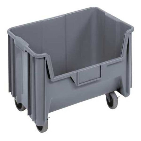 Mobile Storage Bin, Polyethylene, Gray, 12 1/2 in H, 19 7/8 in W, 15 1/4 in L