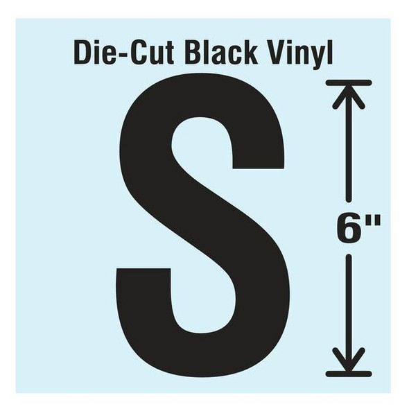 Stranco Letter Label, Vinyl, 6 in H, 3-1/2 in W DBV-SINGLE-6-S