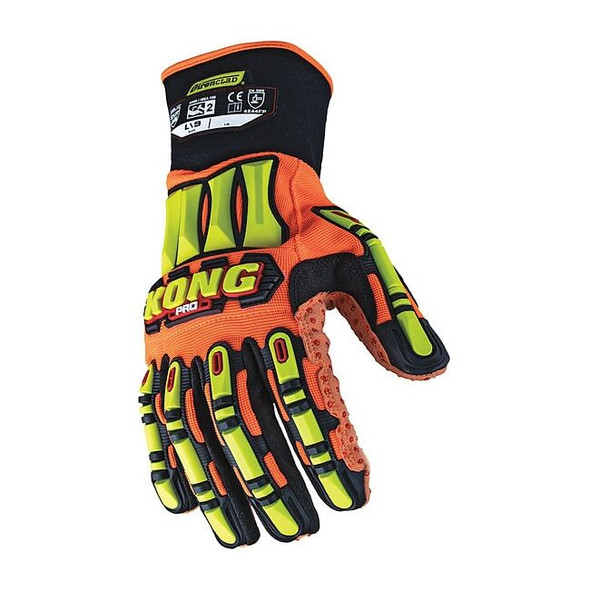 Mechanics Gloves, Nylon Back, Gauntlet, Orange, M