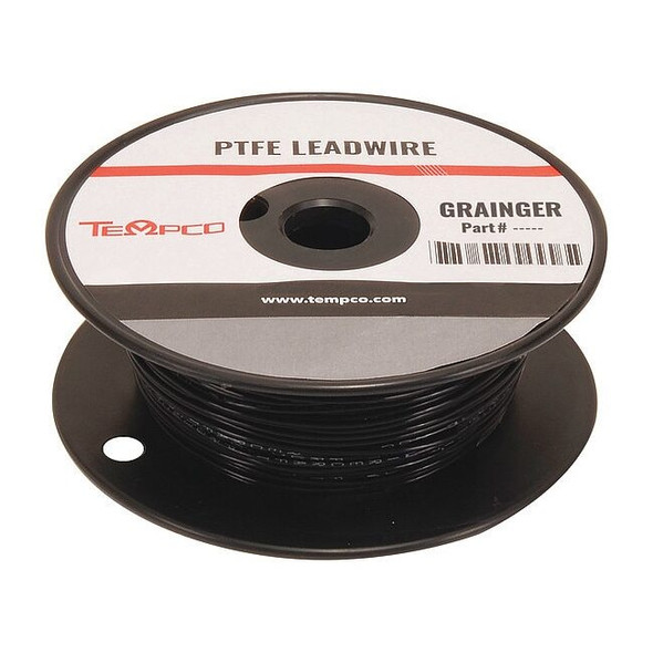 Tempco High Temp Lead Wire, PTFE, 14 AWG, Black, 100 ft LDWR-1061